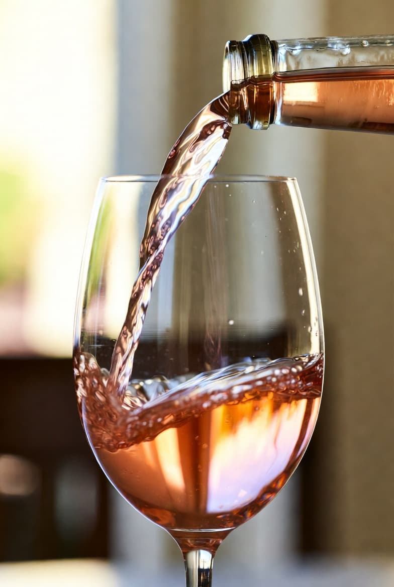 Rosé being poured into a glass